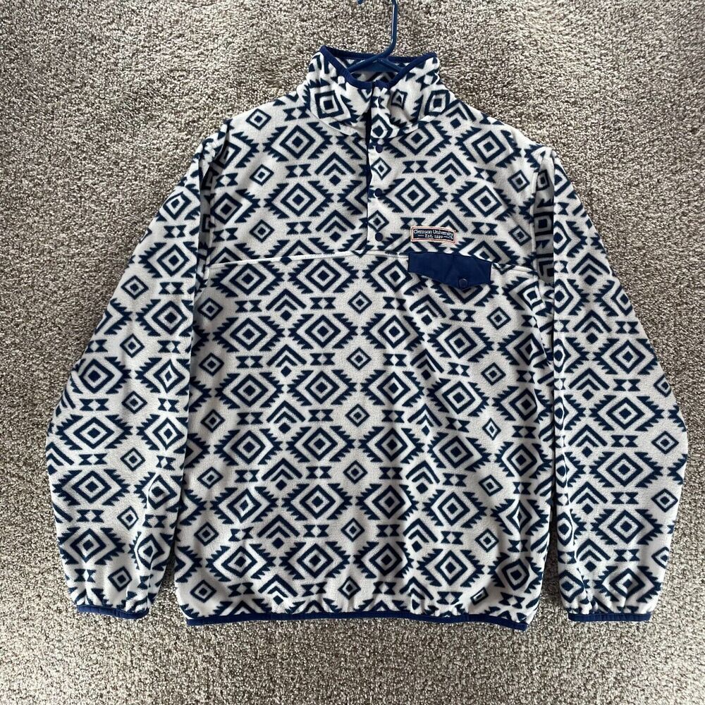 Clemson Tigers Sweater Women Extra Large White Blue Aztec Henley Fleece Pullover